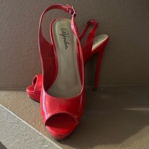 Paprika Vibrant Red Slingback Heels